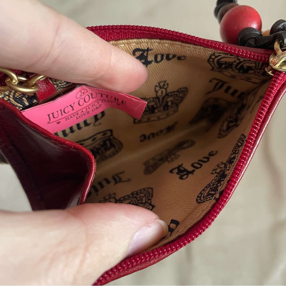 Sold✨vintage y2k Juicy Couture Genuine Leather Terry Cloth Boho Card Wallet ✨ - Picture 9 of 11